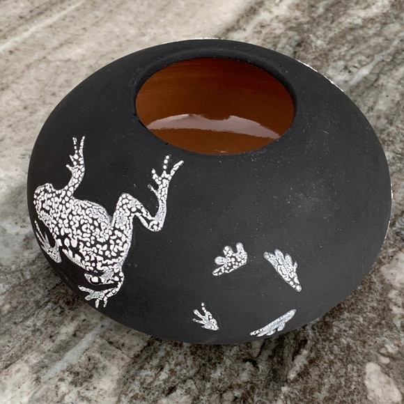 Frog Motif Decorative Handmade Pottery Art - Picture 3 of 8